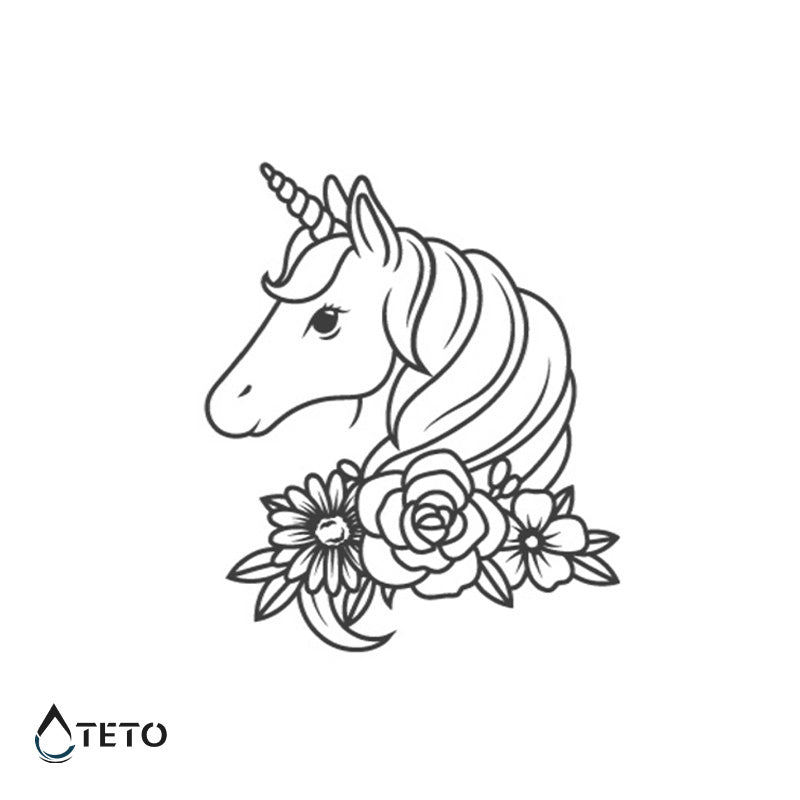Unicornio con flores - Pequeño semi-permanente