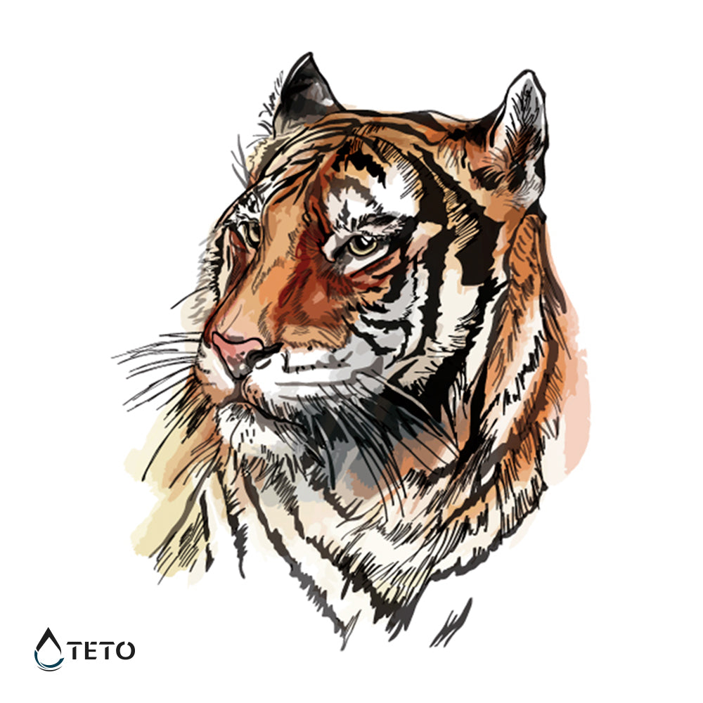 Tigre Siberiano - Mediano Tatuajes Temporales
