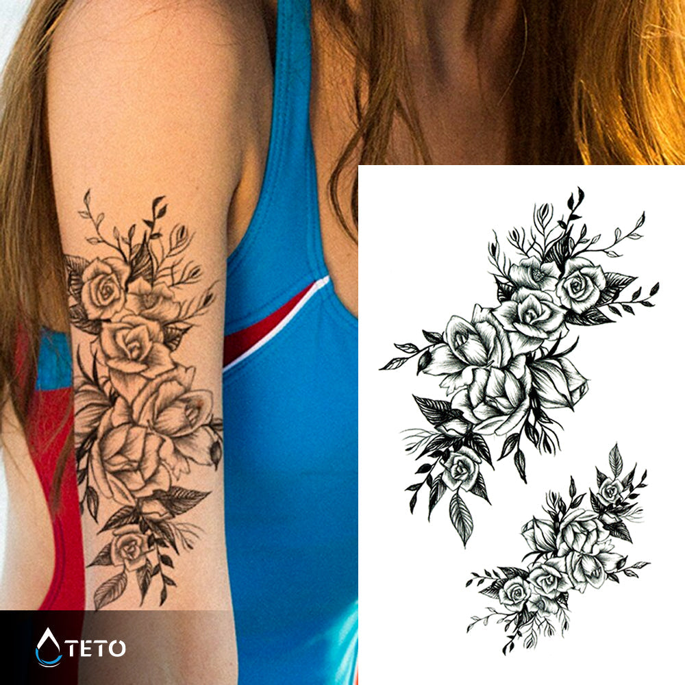 Conjunto De Flores Set Pequeño Tatuajes Temporales