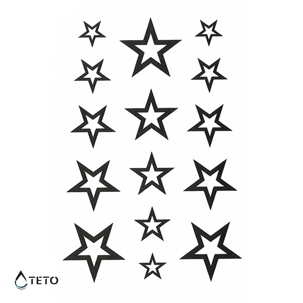 Estrella De Bordes Negros - Set Pequeño Tatuajes Temporales
