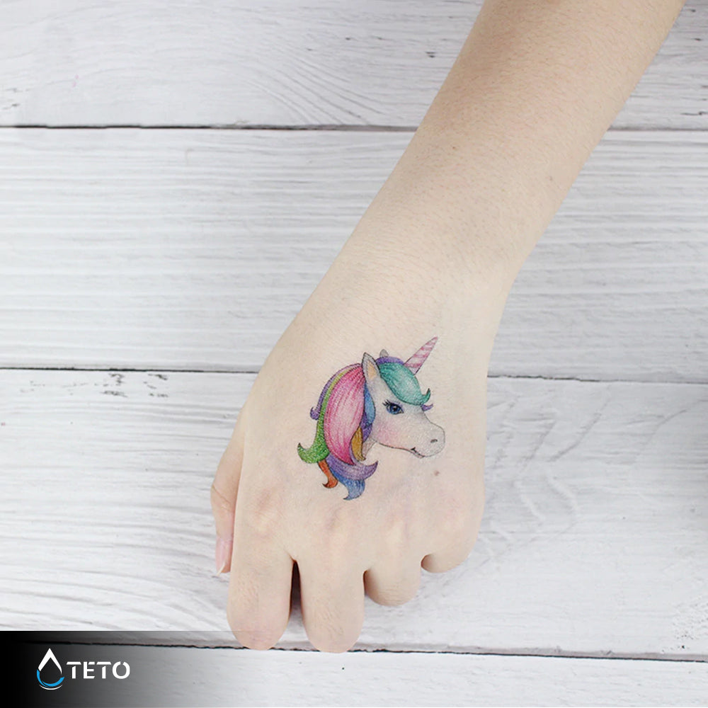 Unicornio A - Pequeño Tatuajes Temporales