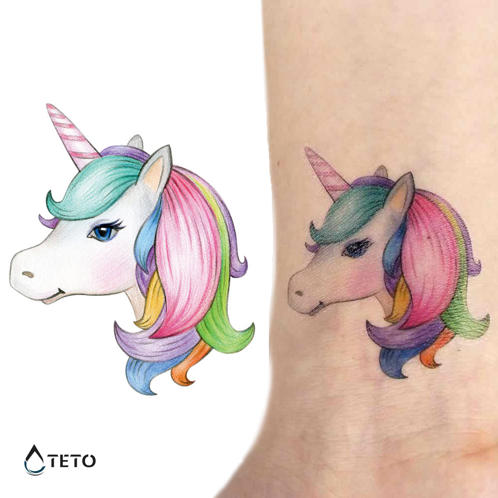 Unicornio A - Pequeño Tatuajes Temporales