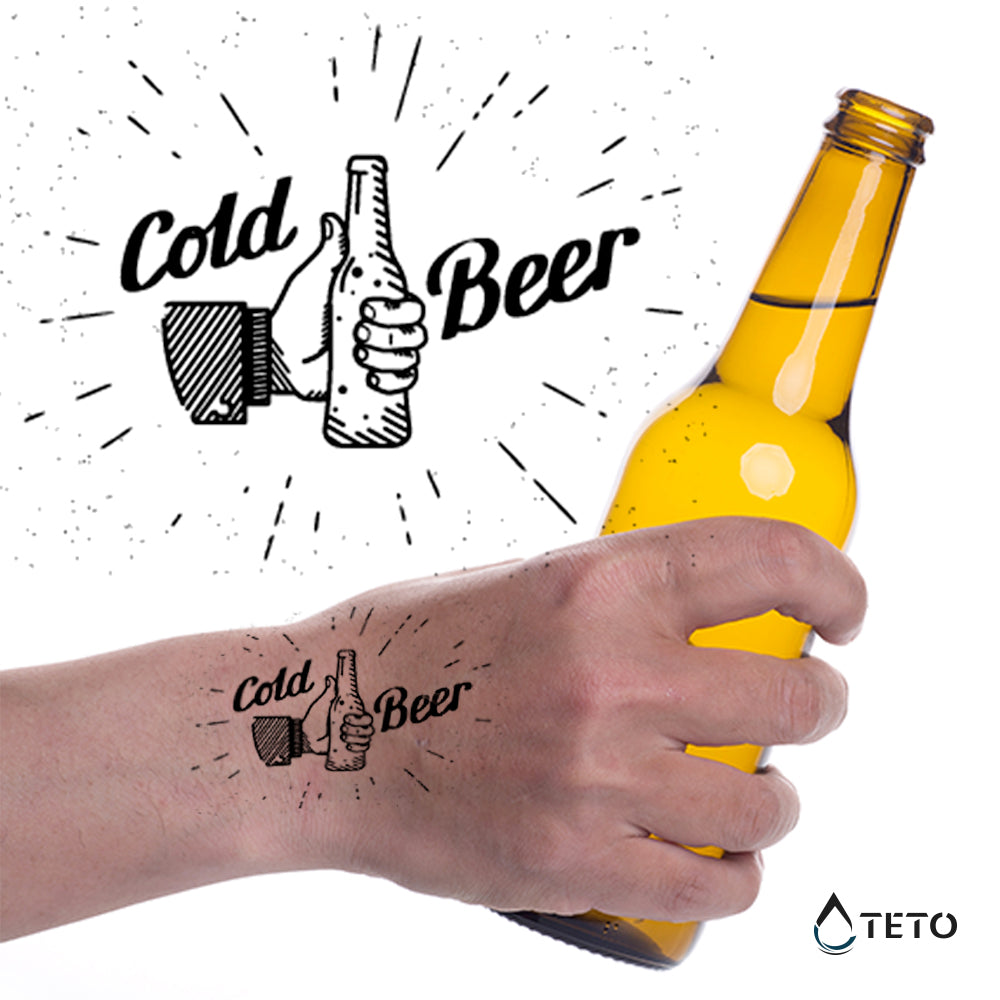 Cerveza Fría - Pequeño Tatuajes Temporales