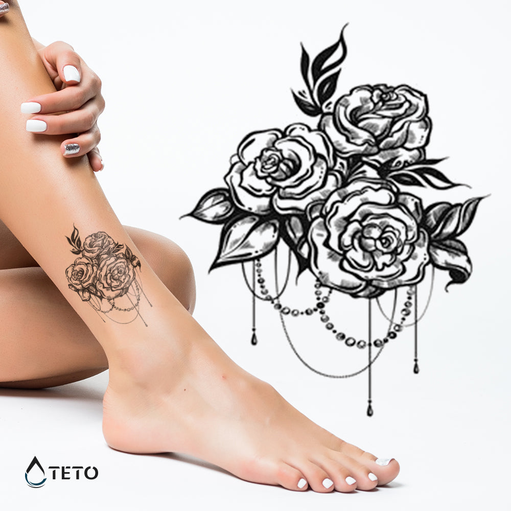 Flores Tipo E - Pequeño Tatuajes Temporales