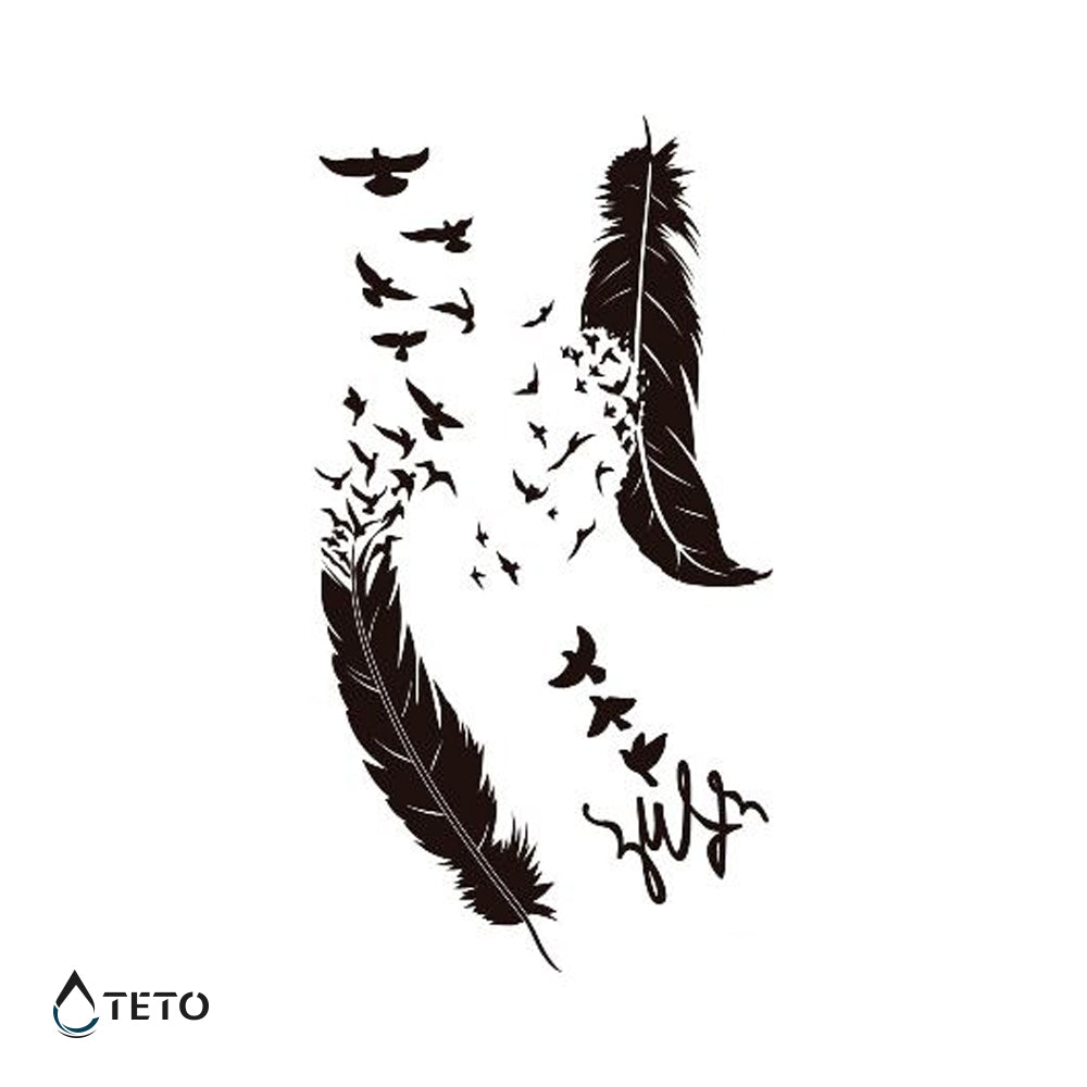 Plumas De Cuervos - Set Pequeño Tatuajes Temporales
