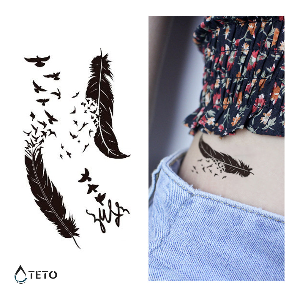 Plumas De Cuervos - Set Pequeño Tatuajes Temporales
