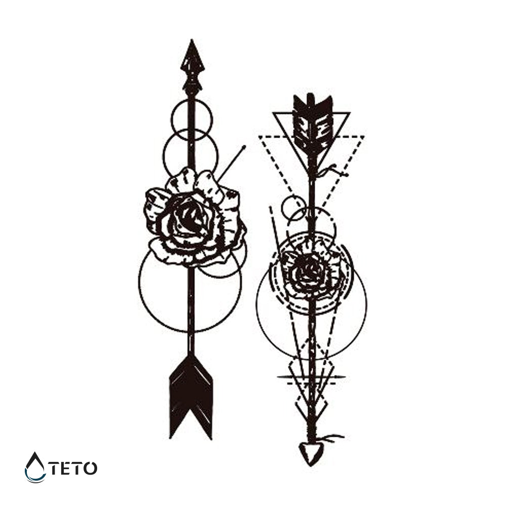 Flechas De Flores - Set Pequeño Tatuajes Temporales