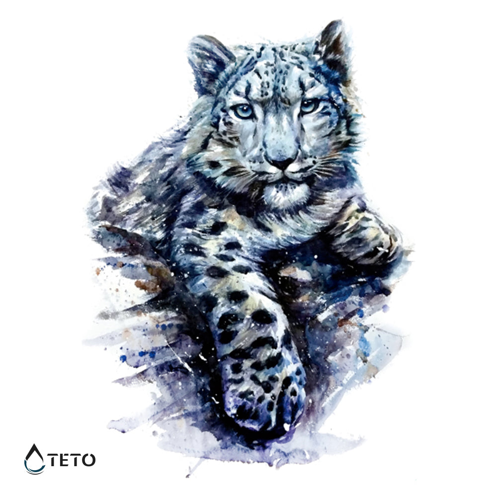 Tigre Azul En Agua - Mediano Tatuajes Temporales