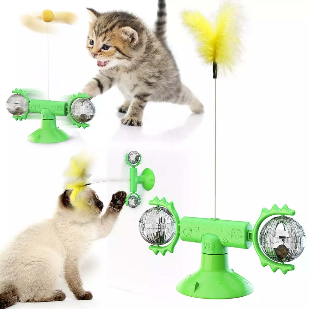 Juguete Para Gatos Giratorio Adherible Verde