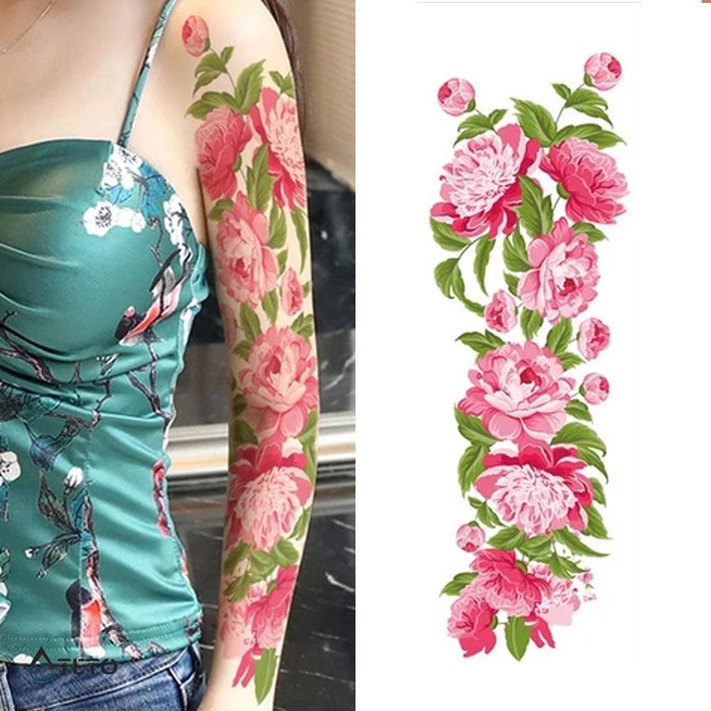 Flores Rosas Palido - Manga Tatuajes Temporales