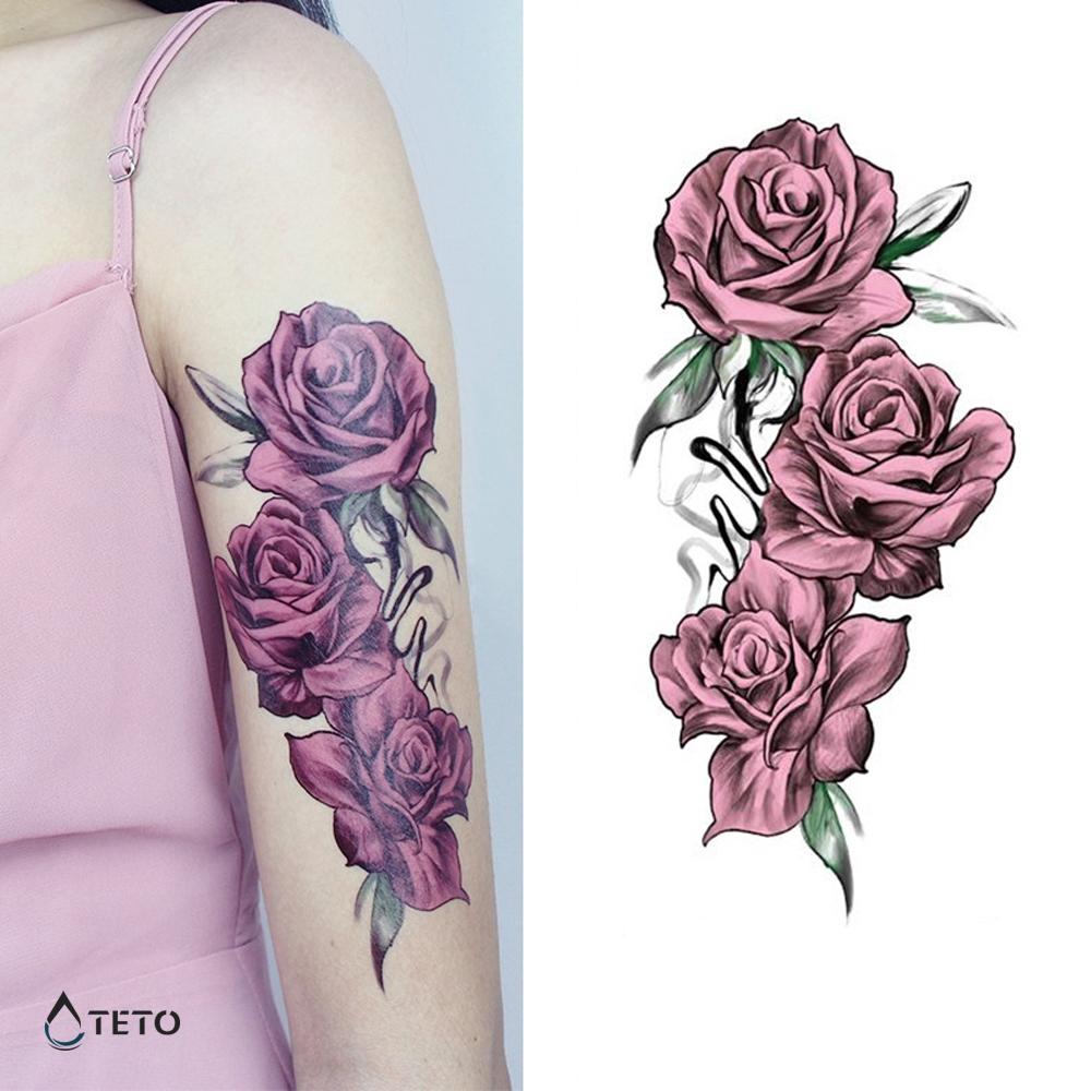 Arreglo De Flores Rosa - Mediano Tatuajes Temporales