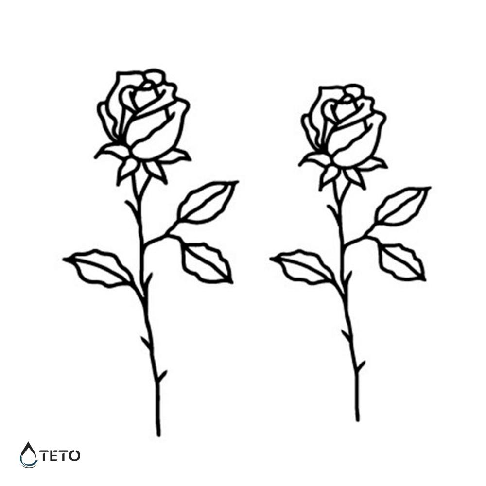 Rosa Doble - Pequeño Tatuajes Temporales