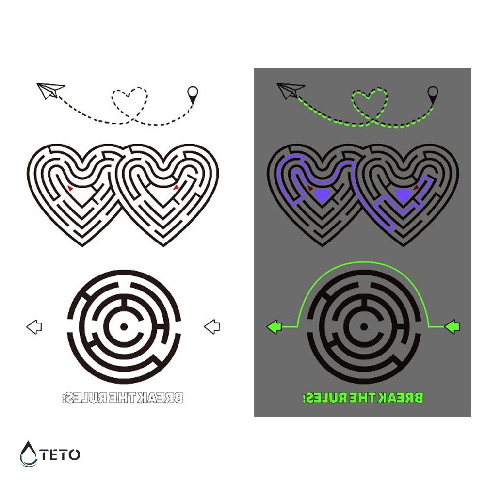 Laberinto Corazón - Set Brillante Tatuajes Temporales