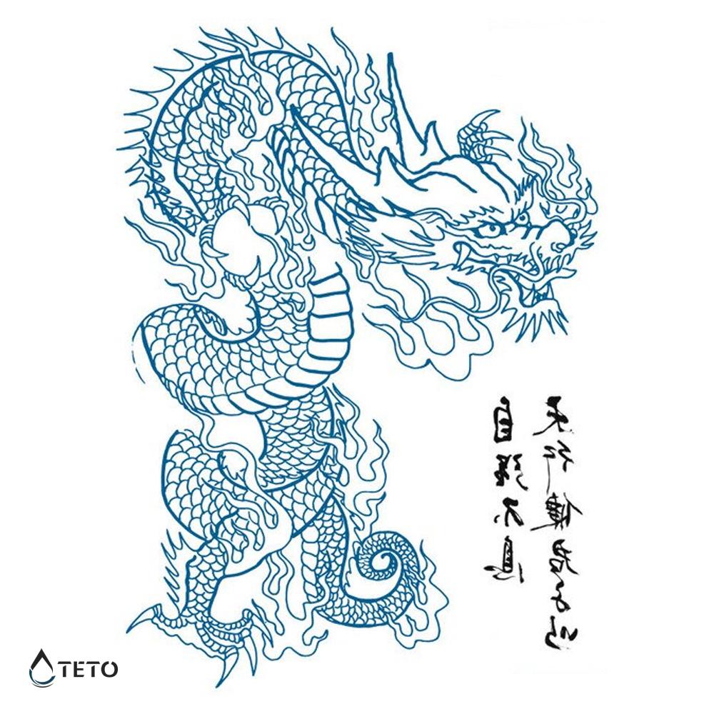 Dragón Mitológico Chino - Espalda Tatuajes Temporales