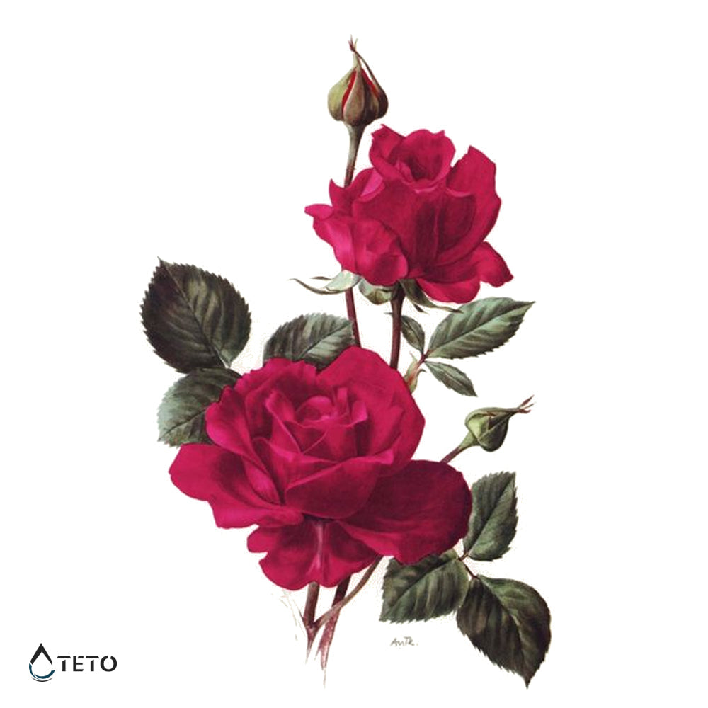 Rosa Rojo Vibrante - Pequeño Tatuajes Temporales