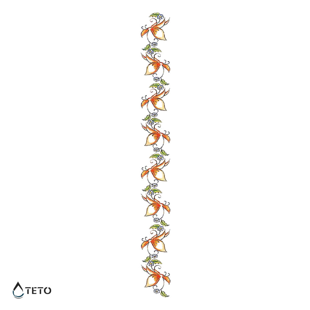 Flores Naranjas - Mediano Tatuajes Temporales